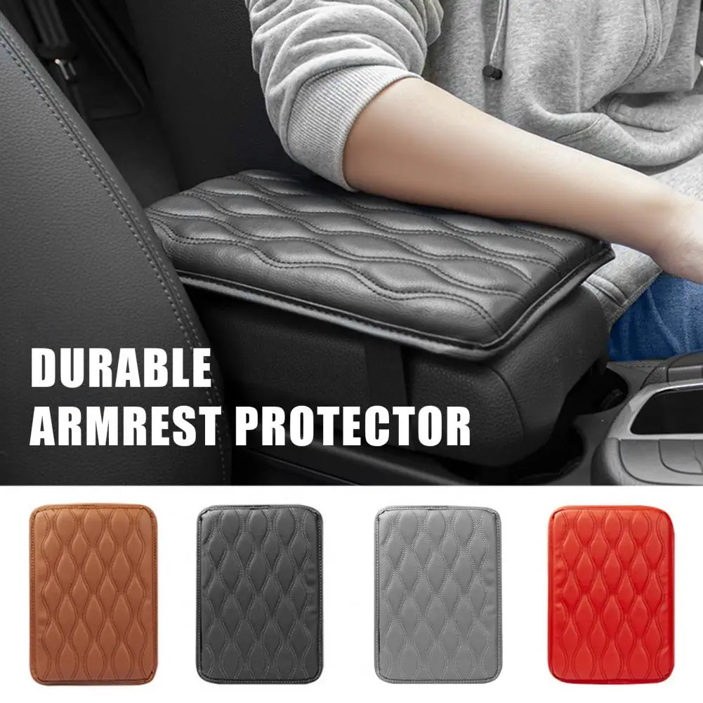 Armrest Cover Universal Console Cover Waterproof Armrest Protector Dirt-resistant Car Cushion Pad with Elastic Straps for Suv