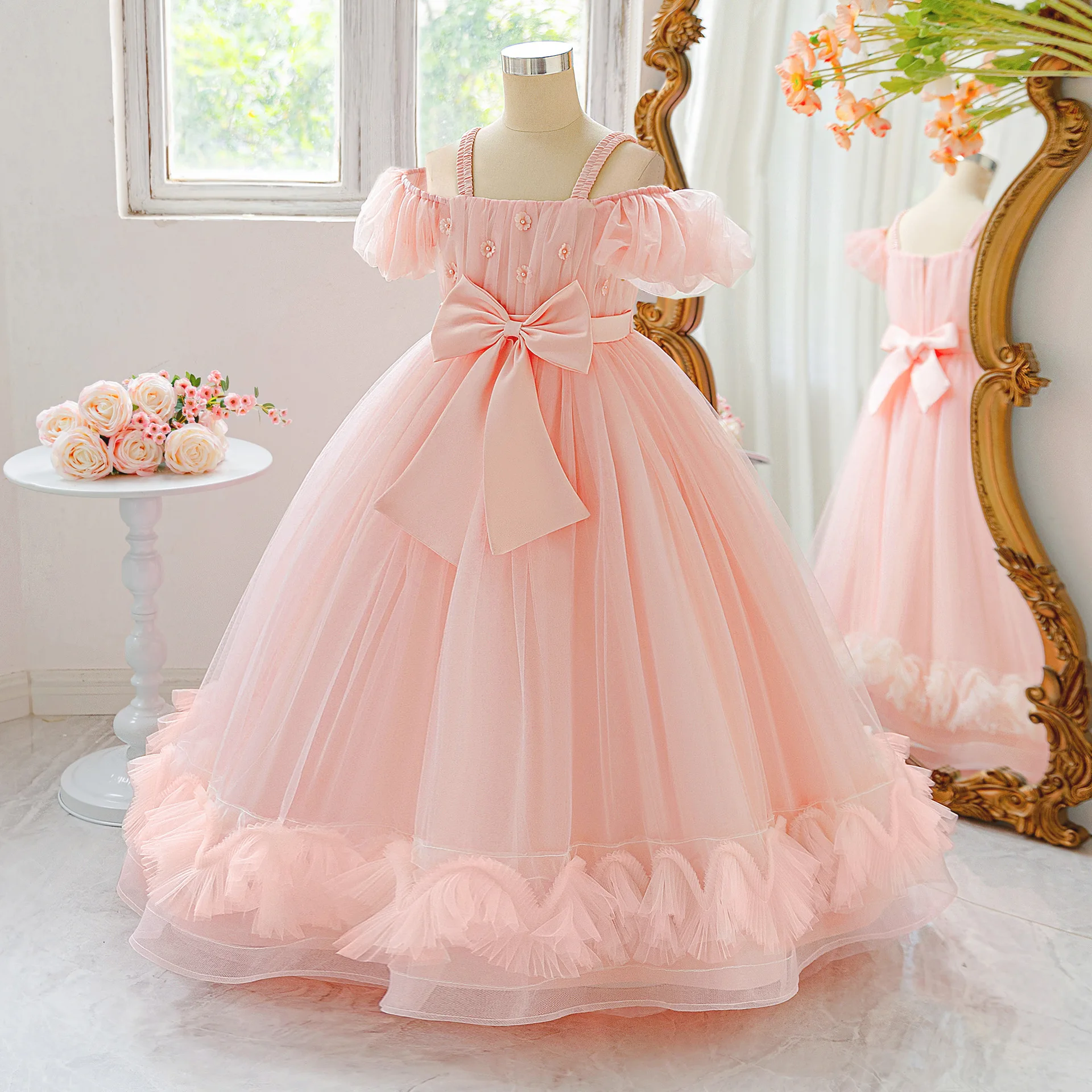 Festive Dress For Girl Flower Princess Dress Elegant Kids Birthday Party Gown Formal Evening Wedding Bridesmaid Prom Dresses