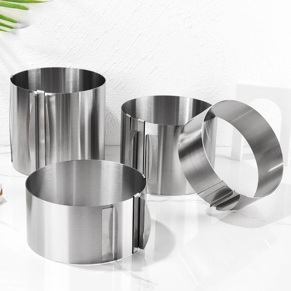 430 Stainless Steel 6-30cm Telescopic Mousse  Ring, Rustproof With Scale 6cm 8.5cm 12cm 15cm Heightened Baking Cake Ring