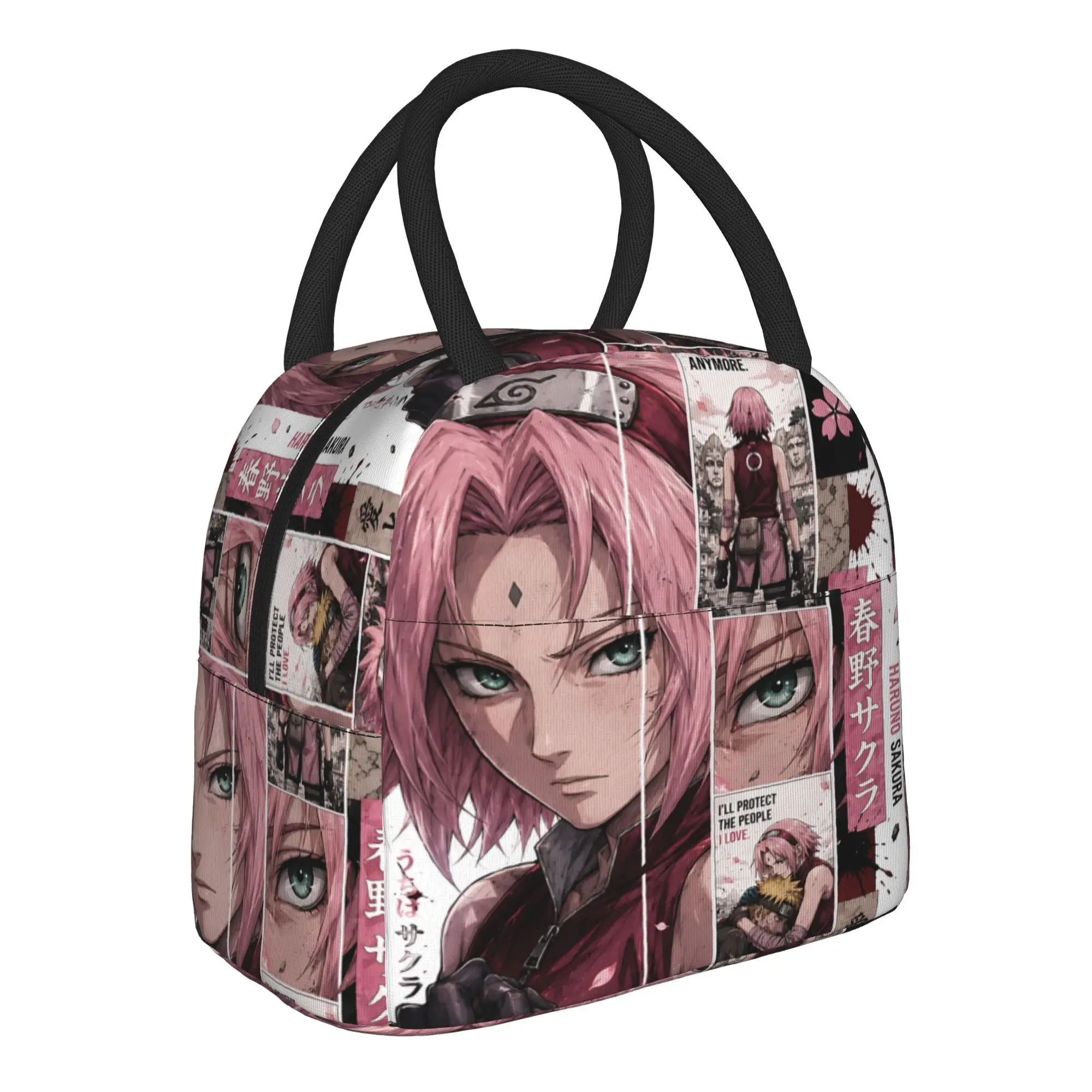 Naruto Anime Theme Insulated Lunch Bag Ice Pack Rice Bag Sakura bolsa Student Bento Lunch Handbag Insulation