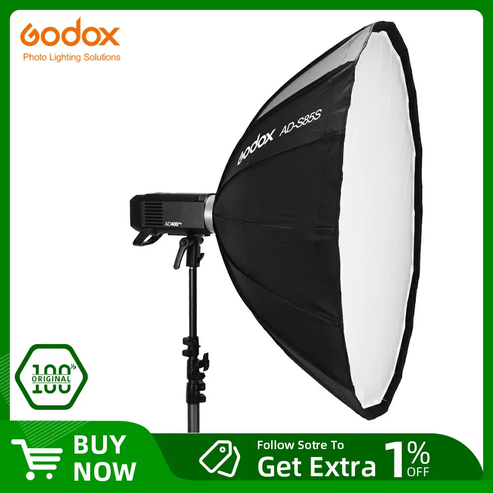 Godox 85cm AD-S85S Inside Silver Deep Parabolic Softbox with Honeycomb Grid Godox Mount Softbox for AD400PRO