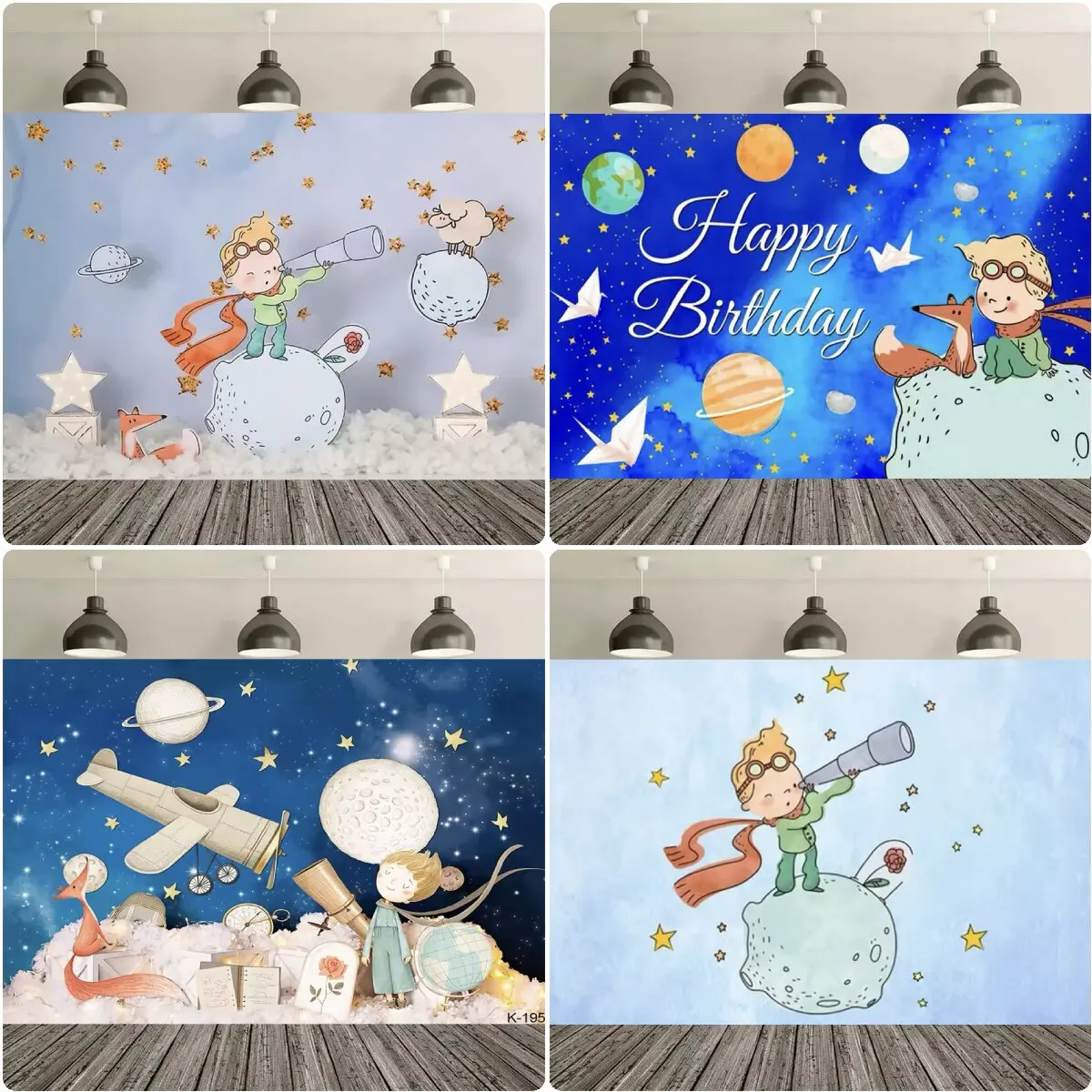 Der Kleine Prinz Geburtstags-Hintergrund Aquarell Weltraum Planet Fuchs Flugzeug Banner Babyparty Geburtstagsfeier Neugeborenen Foto-Requisiten – Detail 2
