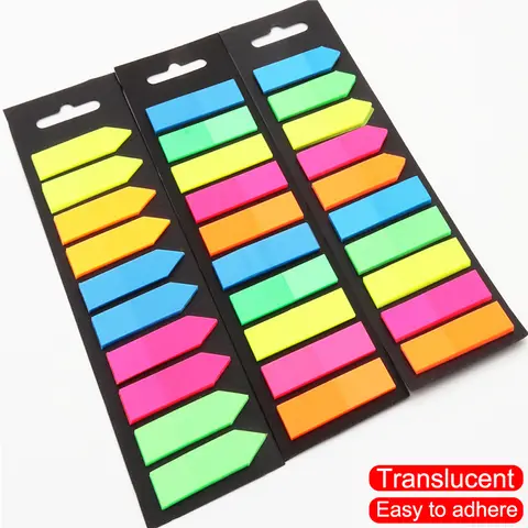 Bilashmart 200 Sheets Color Index Sticky Notes, Transparent Adhesive for Journaling & Notes, Tabs for Books, School & Office Supplies