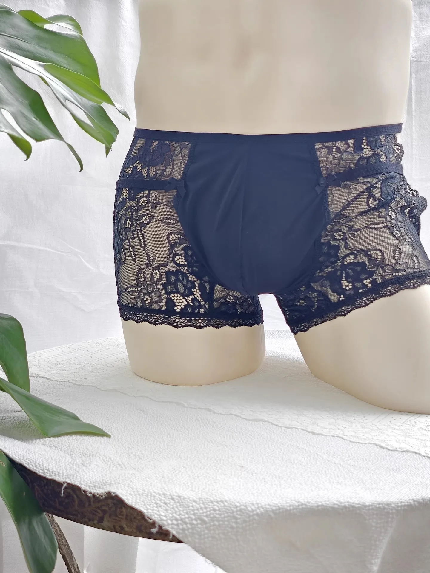 Man's Sexy Lace Mesh Shorts Panties Briefs Live Show Dance Costumes DJ Club Bar LGBTQ BF Gifts Harajuku Private FKK Party Run