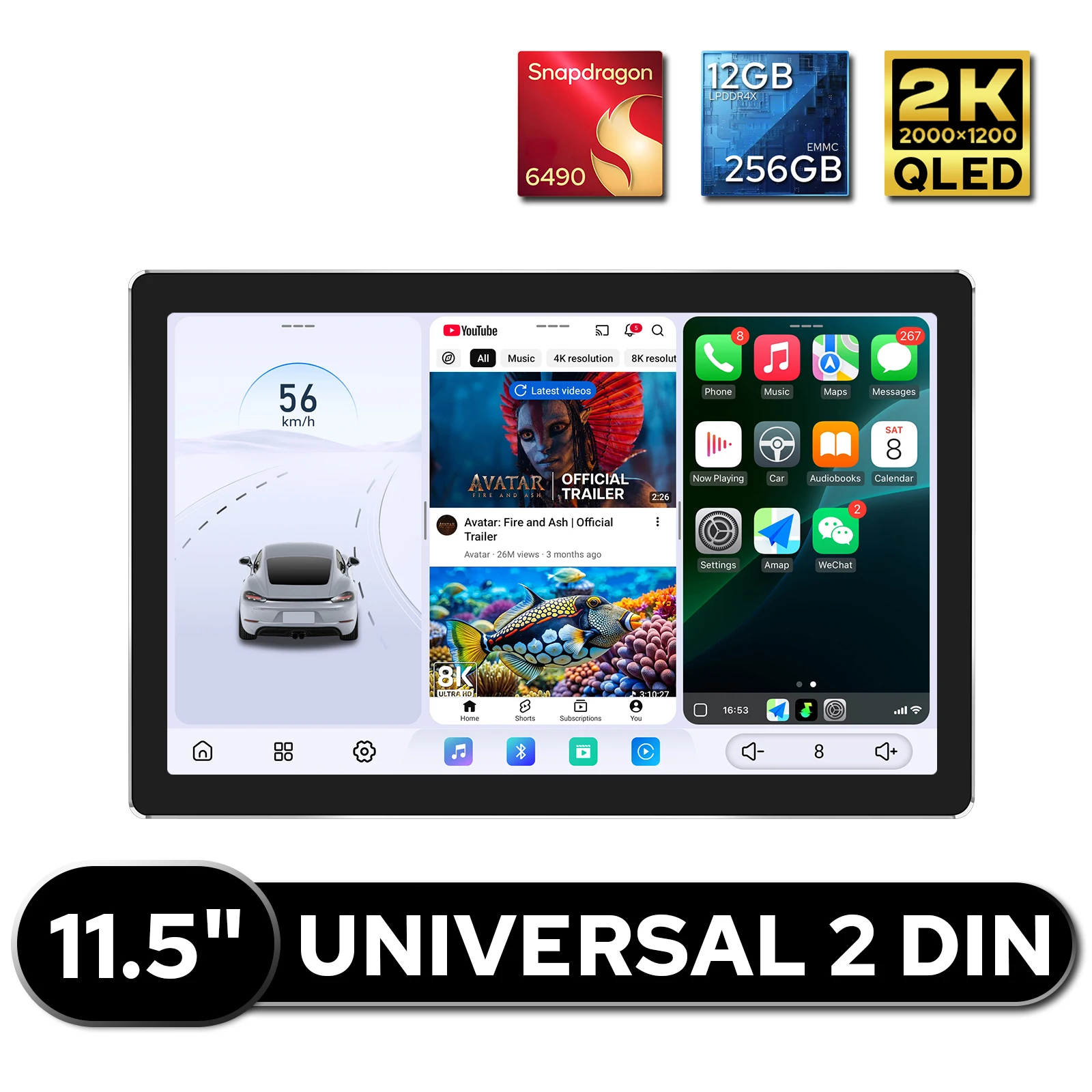 

Автомагнитола JOYING 11.5 дюймов, 2 DIN, универсальная, 12+256 ГБ, 2K QLED, дисплей 2000*1200, интеллектуальная система CarPlay, GPS-навигация