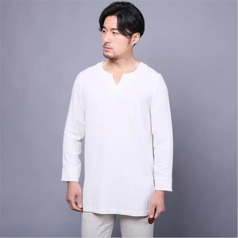 2024 Men's long sleeve casual cotton linen shirts,plus size Men Autumn , black/ white/red/ jujube-red M-5XL 6XL t shirt homme