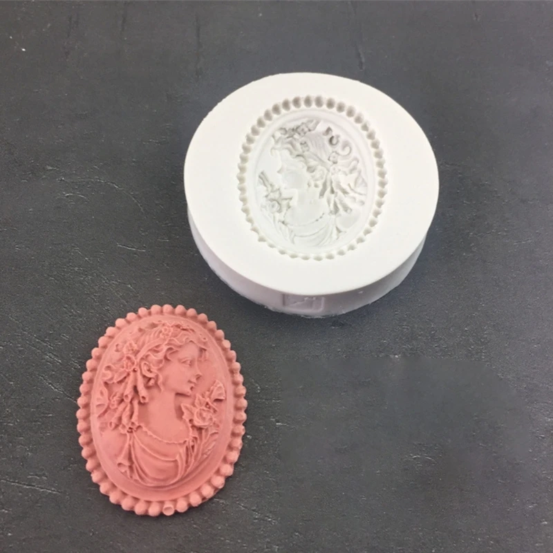 Handmade-Fondant Mold Victorian-Oval-Frame Silicone Mold Queens Portrait Seal Resin Mold for Cake Decorating Baking Mold