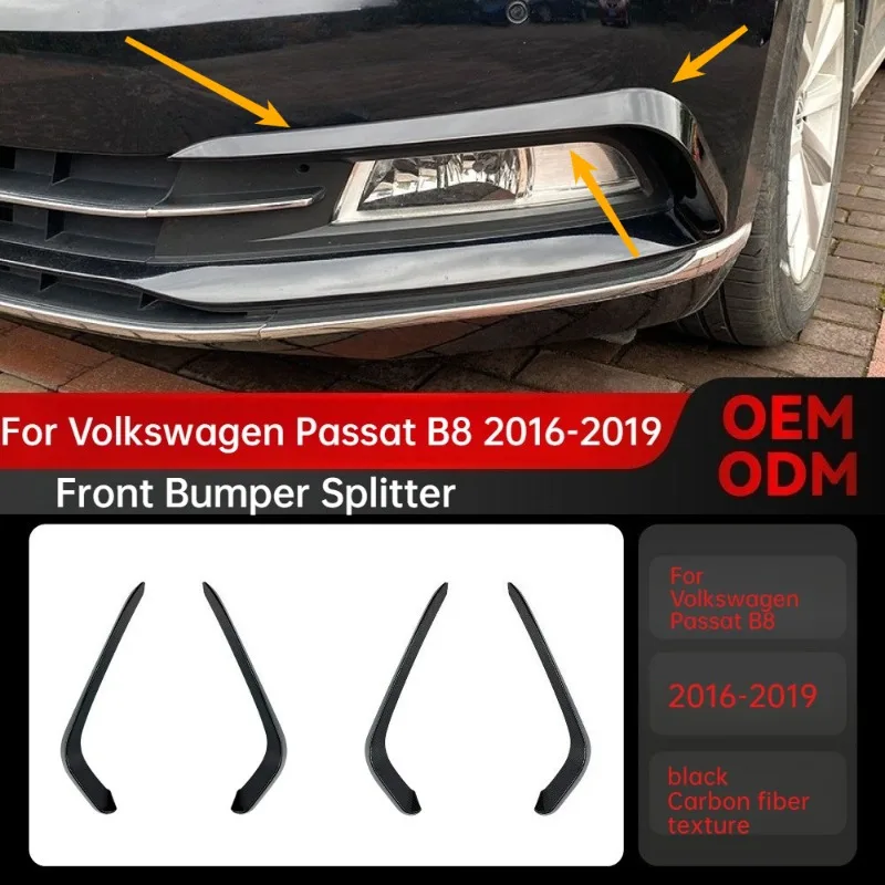 Para volkswagen passat b8 2016-2019 estilo do carro amortecedor dianteiro divisor spoiler lateral ventilação de ar faca vento corpo kits peças de automóvel