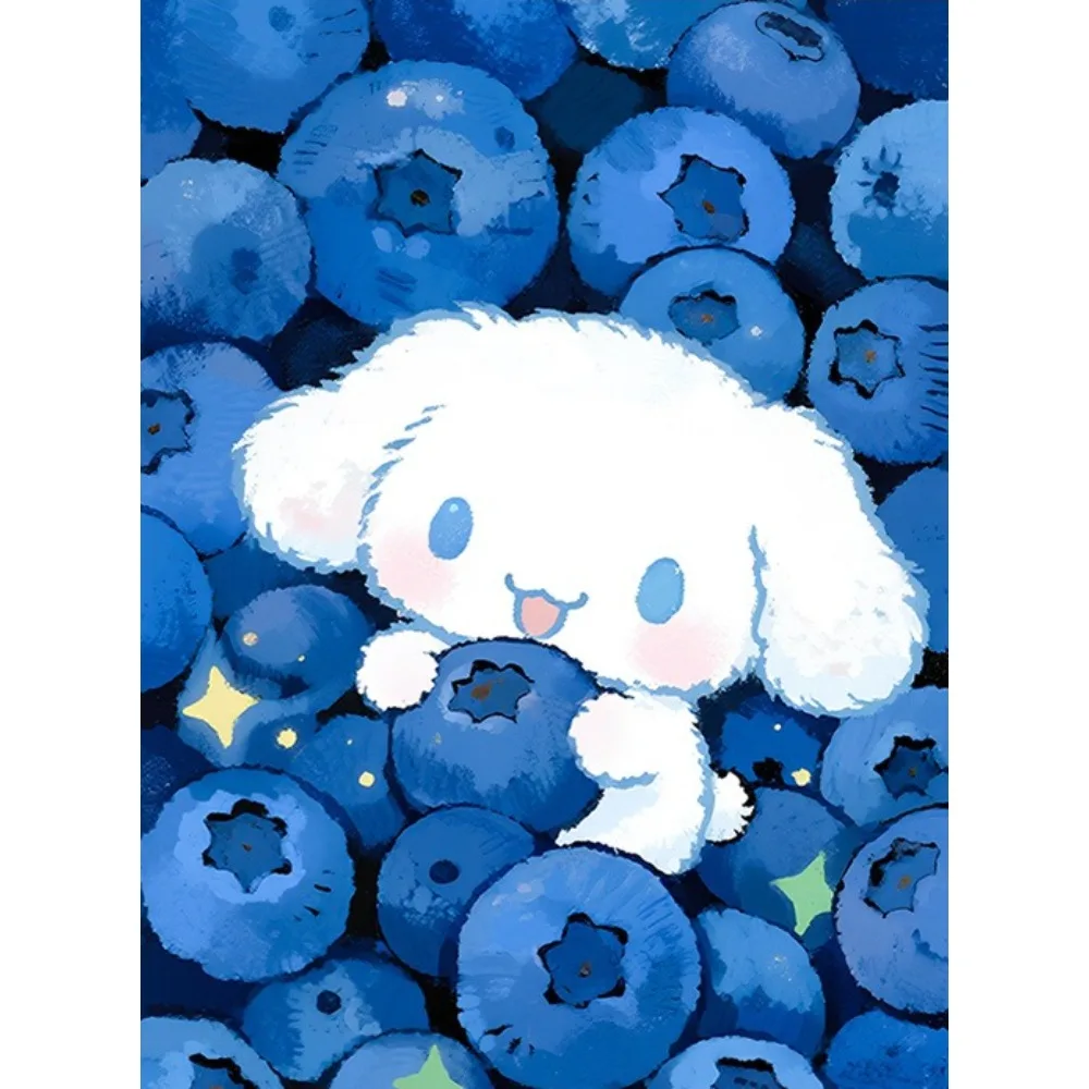 Sanrio Blaubeere Niedlicher Cartoon-Stil Diamantmalerei DIY Vollrunde/quadratische Diamanten Mosaik Handgemachtes Kunstgeschenk Heimdekoration