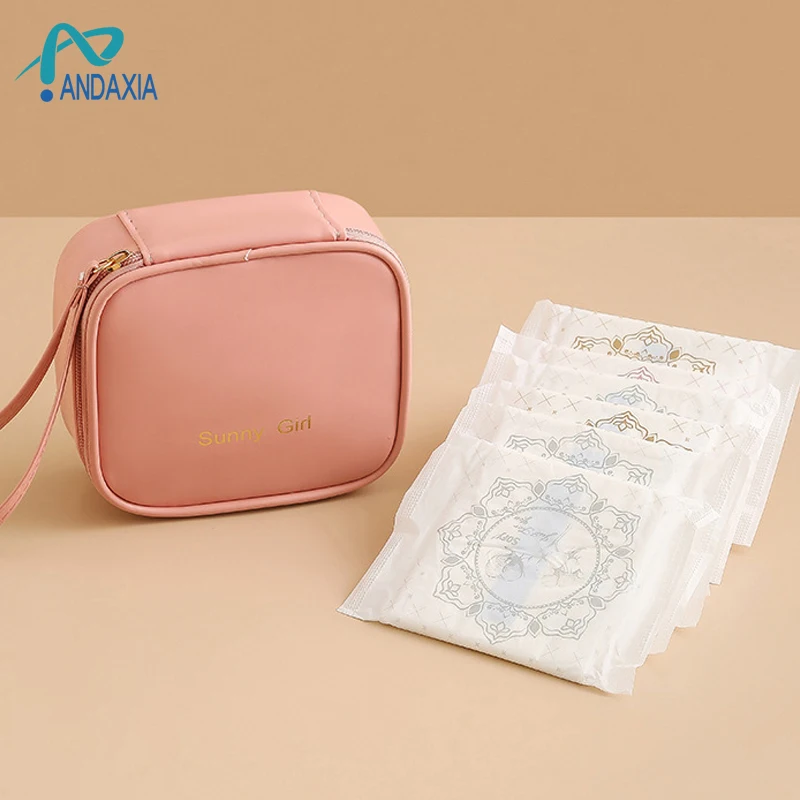 Waterproof PU Sanitary Napkin Storage Bag Menstrual Pouch Aunty Napkin Portable Bag Mini PU Makeup Lipstick Bag