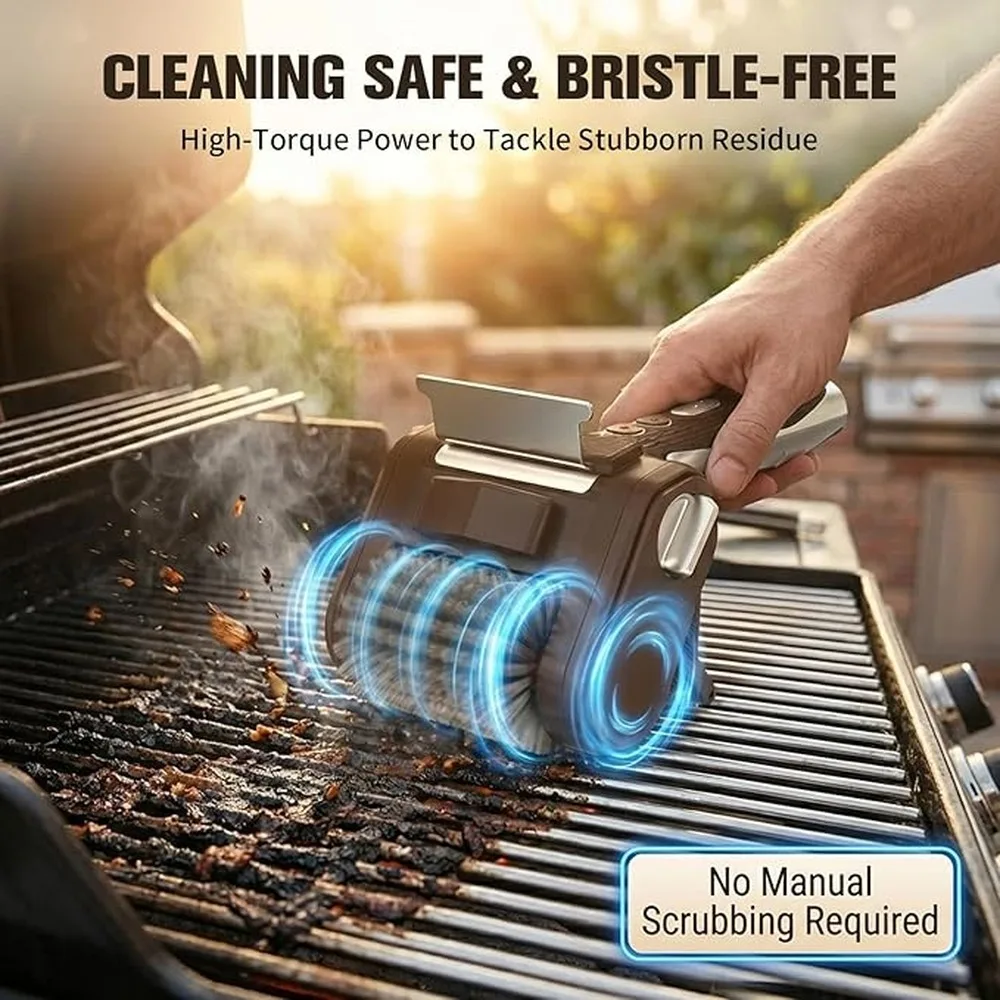 Grill Cleaning Kit Featuring Stainless Steel Grill Brush And Rotating Cleaning Brush For Effortless