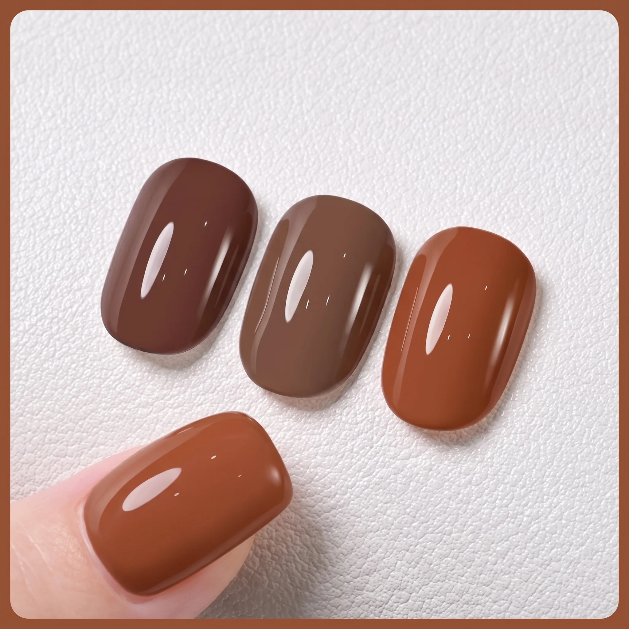 Hassleless 3Pcs Chocolate Brown Coffee Nail Polish Gel Set, with Strong Color Layering Effect, Creating a Deep and Vibrant Color Scheme, Autumn and Winter Ambiance Nail Art, with a Fine and Silky Texture, Easy for Beginners, Suitable for Salon and Home Use, Holiday Nail Art Gift, Nail Care