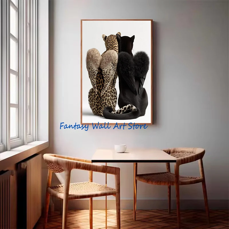Hypebeast Animal Cheetah Horse Dog Black and White Luxury Fashion Wall Art Poster Canvas Painting Wall Picture Living Room Decor
