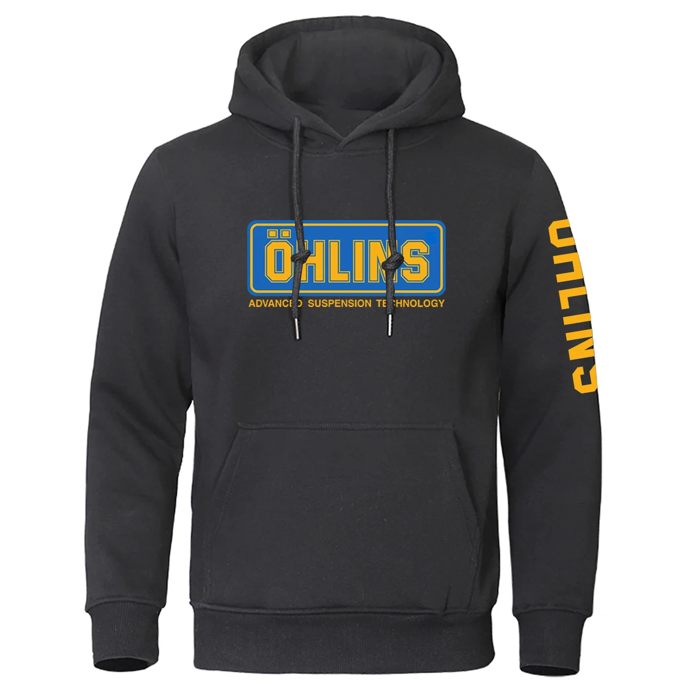 2026 Ohlins Logo-Print Frühling und Herbst Herren Einfarbiger Beliebter Pullover mit Taschen Klassischer Maßgeschneiderter Loser Hoodie – Detail 6