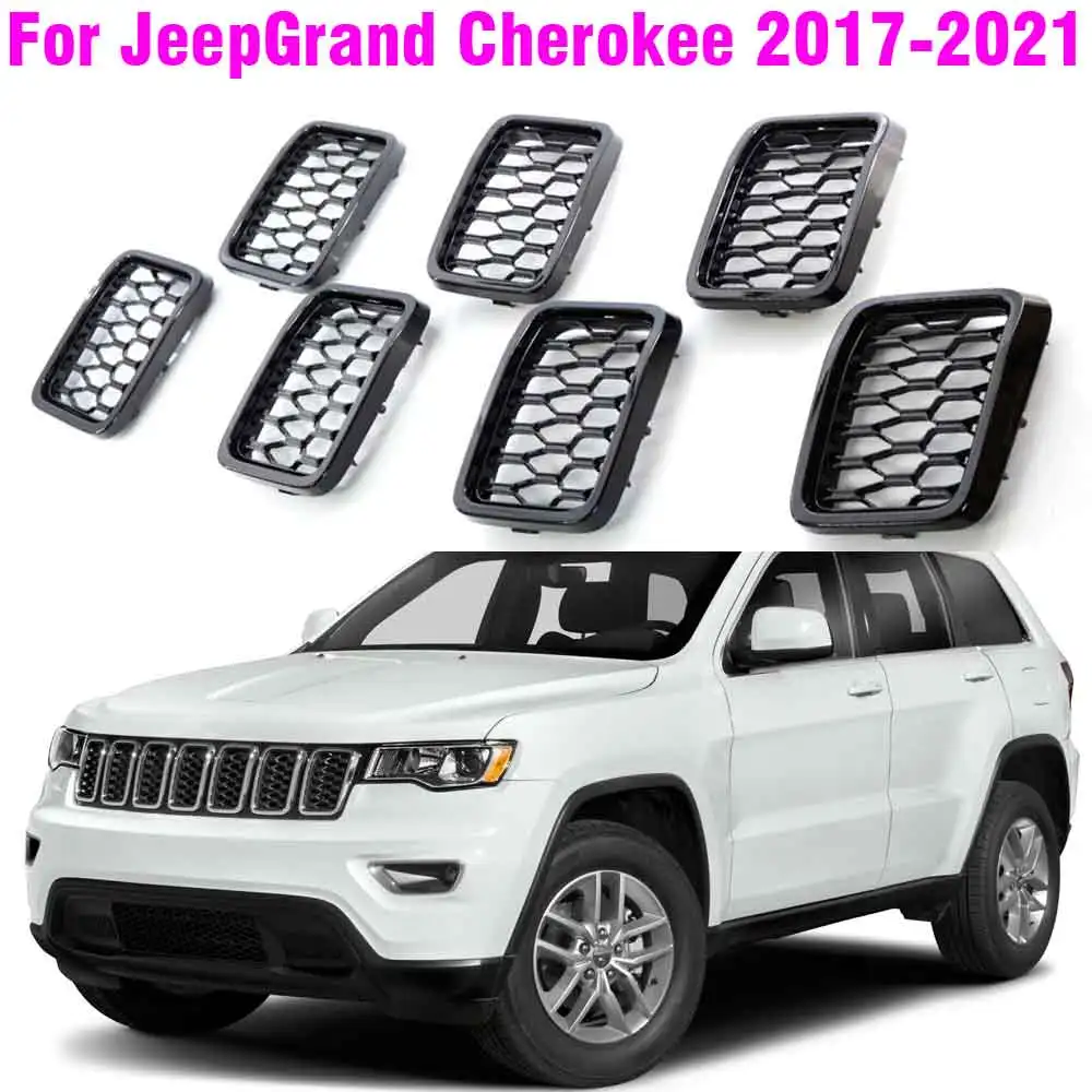 Cubierta de rejilla delantera para Jeep Grand Cherokee, cubierta embellecedora de rejilla delantera, 2017, 2018, 2019, 2020, 2021