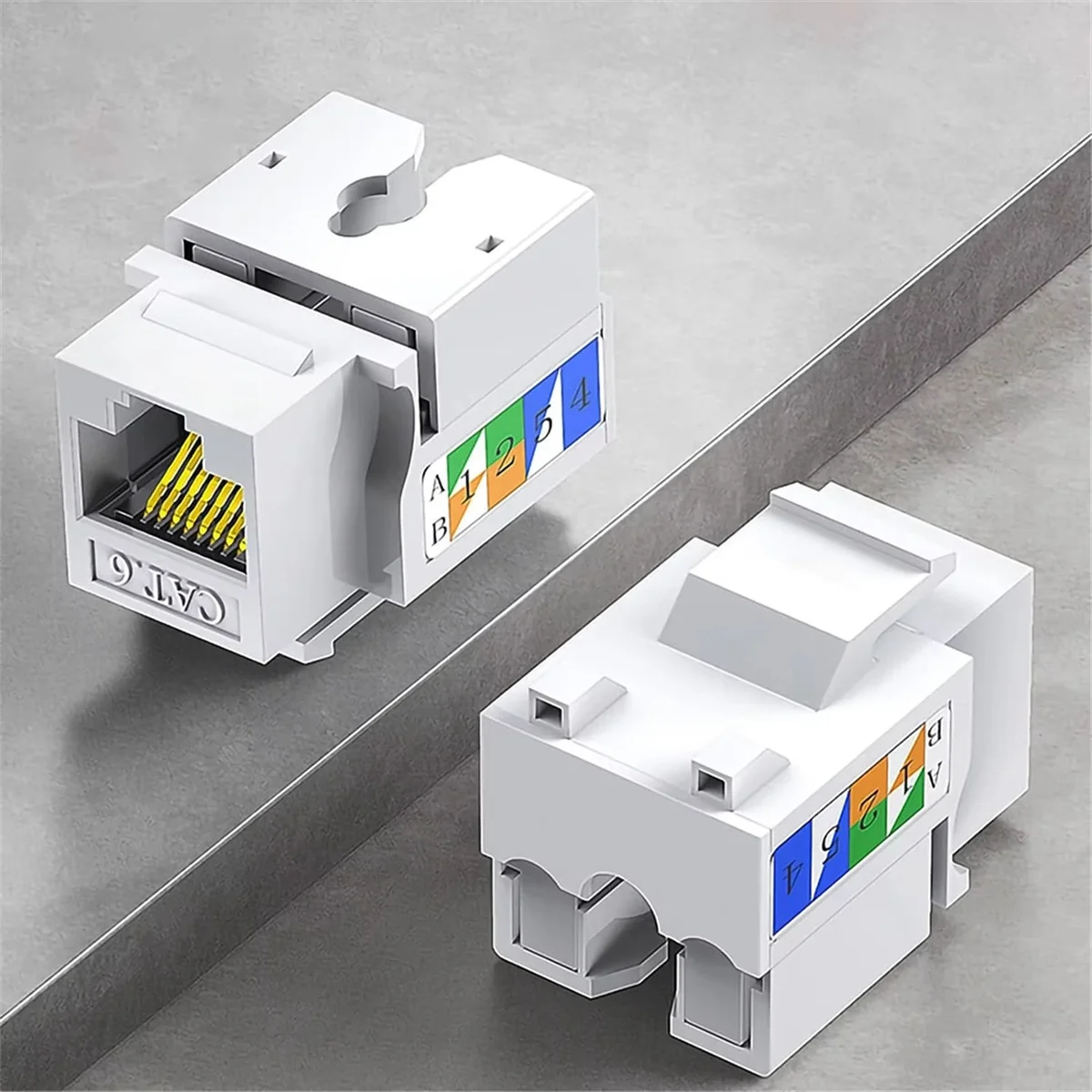 AA91 10PCS Cat6 Jack, Ethernet Punch Down Connector, Wall Adapter 90-Degree Module Coupler, Compatible Cat5/5e/6