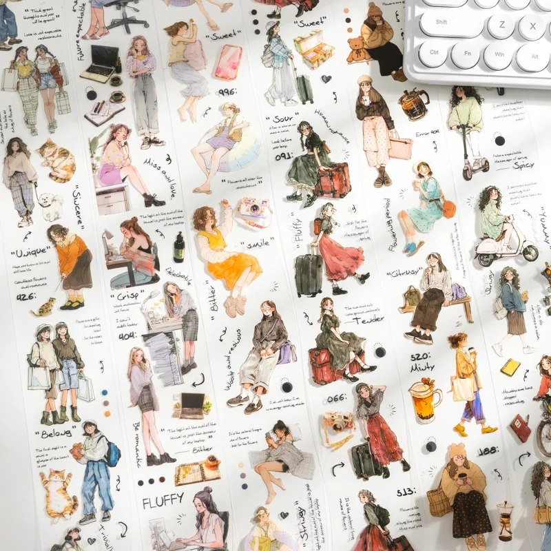 55 mm x 2 m Bandaufkleber im Mädchen-Outfit-Stil, 1 Rolle, dekorative Collage, Tagebuch, Album, Scrapbooking-Material, Bastelbedarf