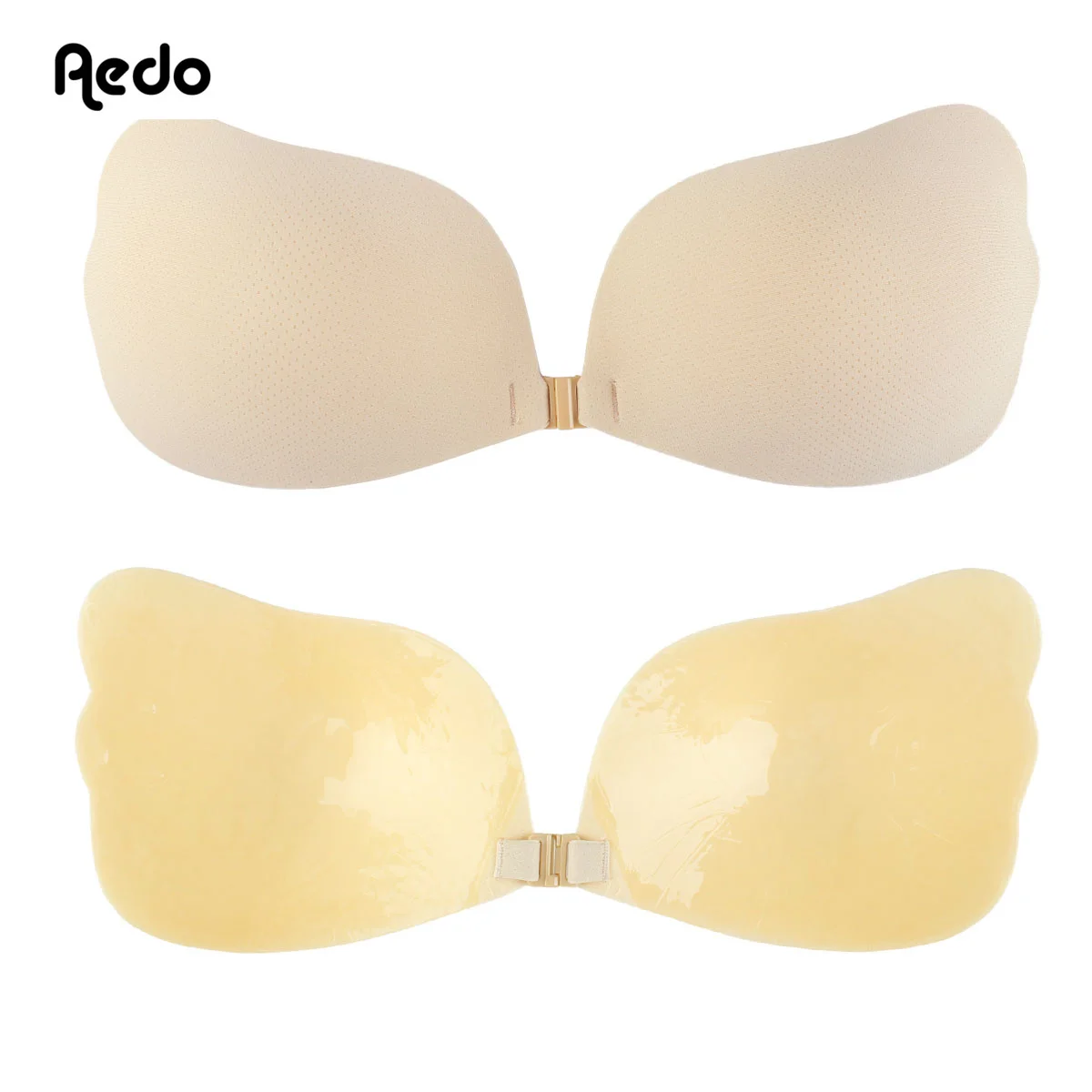 Aedo Skin Breathable Self-adhesive Bio-glue Invisible Bra Woman Front Clasp Sticky Push-up Backless Wireless Nude Bra 6005D