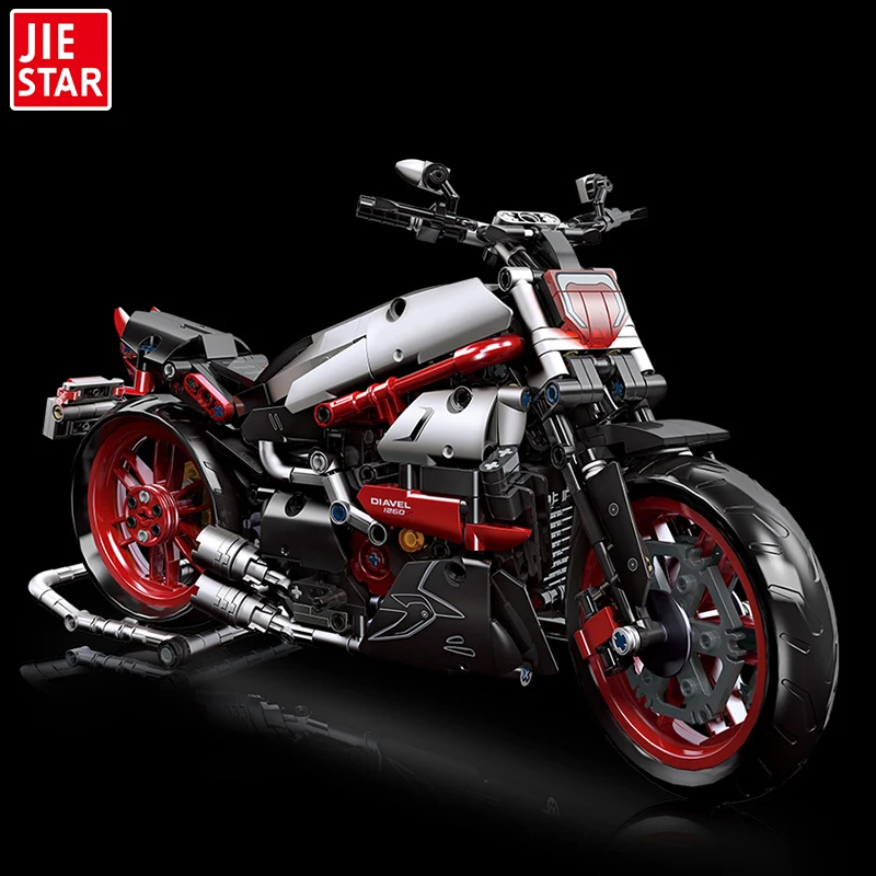 1260PCS 1:6 Diacel Simulation Model Building Block Motorcycle, Creative Decoration Toy, Suitable Gift For Children(No Box)