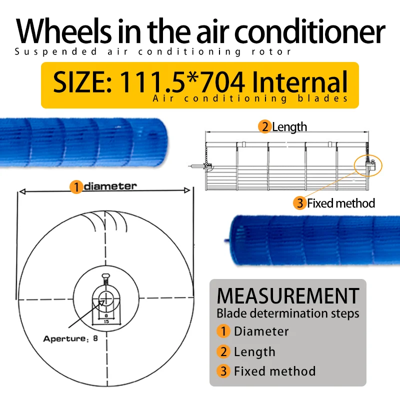 Hanging air conditioner rotor air conditioner blade room rotor through flow fan blade fan blade111.5*704out