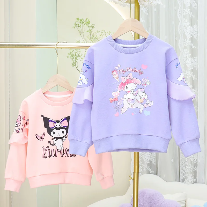 Kawaii kuromi dos desenhos animados puro algodão hoodie sanrios bonito crianças moletom anime minha melodia casual outerwear crianças casaco presente da menina