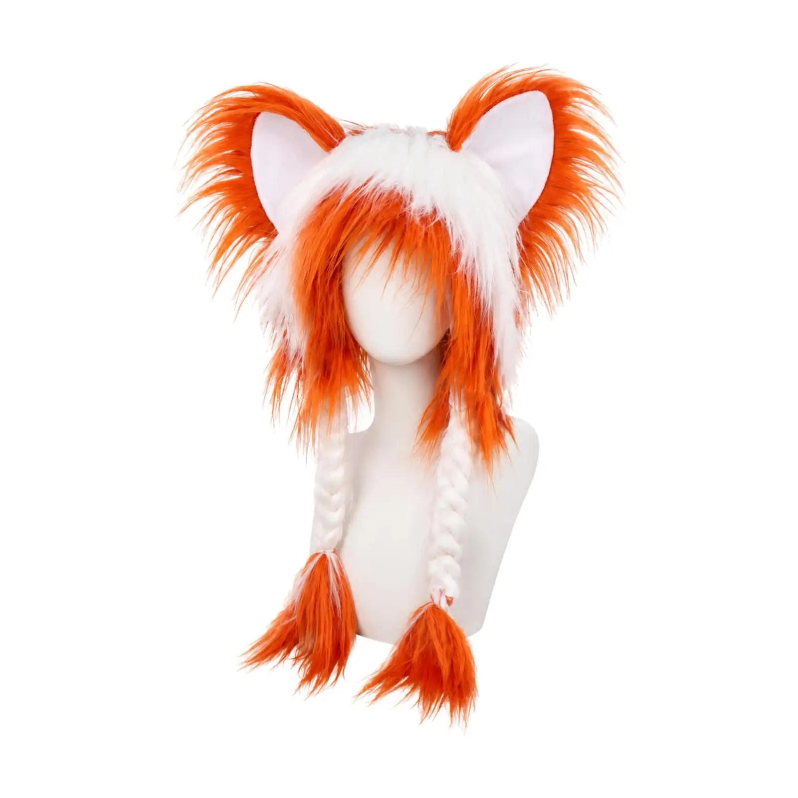 Cat-Ear Costume Hairpiece with Braided Strands Lightweight Textured catEar Hairpiece with Long Side Sections Head Covering for