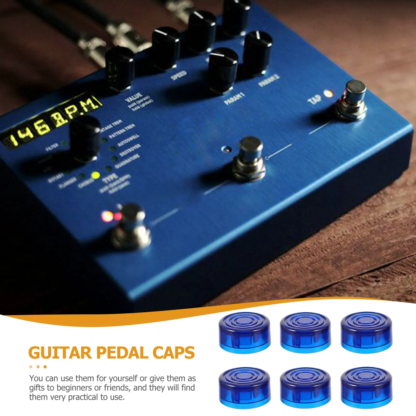 6Pcs Guitar Effect Footswitch Toppers Plastic Pedal Caps Easy Install Protective Guitar Effector Accessories Transparent Caps