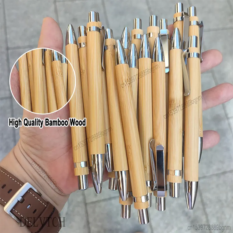 3/5/10/20/30/50Pcs Set Bamboo Wood Ballpoint Pen 1.0mm Tip Blue Black Ink Business Signature Ball Pen Office Writing Stationery