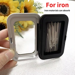 Black Rectangle Sewing Needle Storage Case Magnetic Embroidery Needles Holder Buttons Pins Workbox Box For iron Material