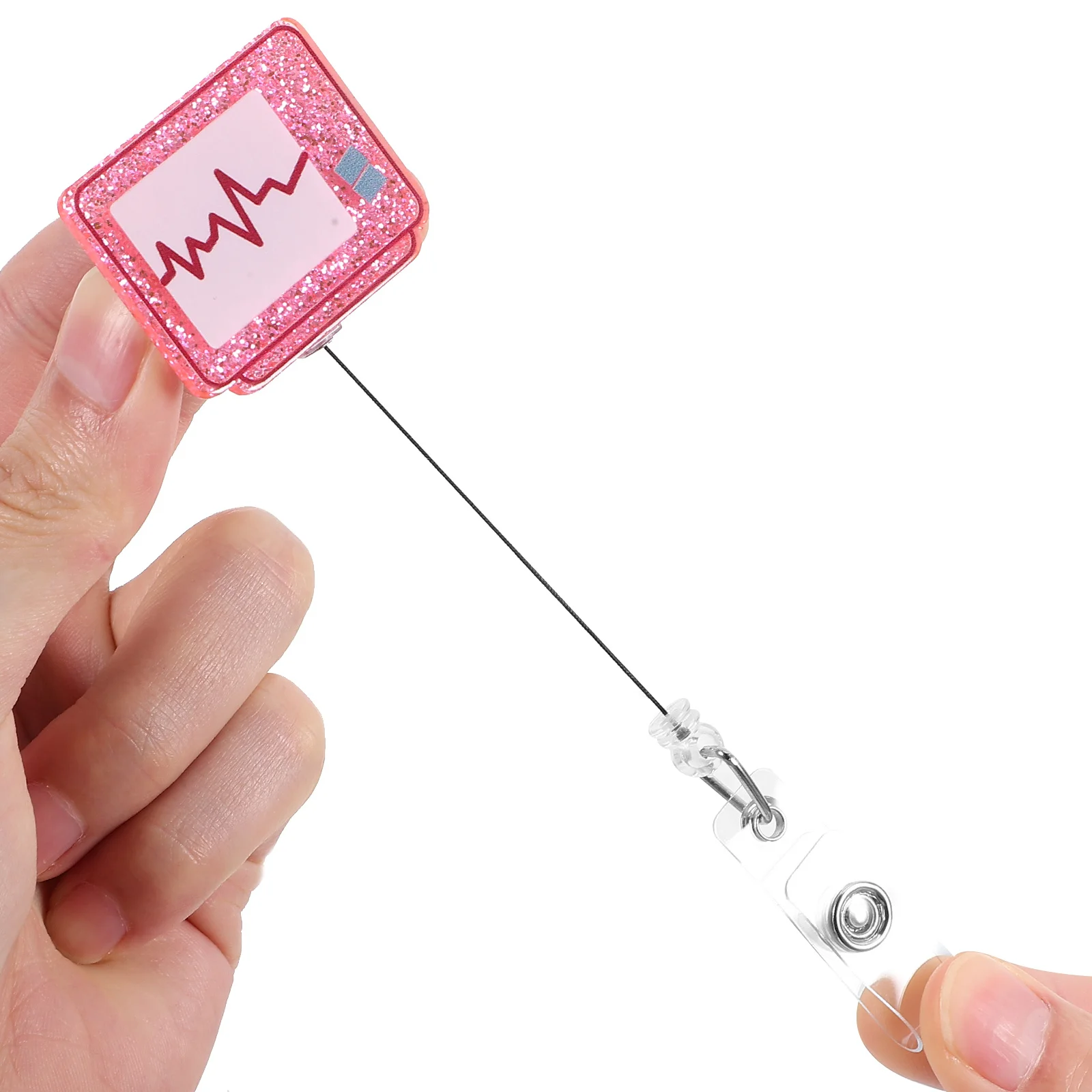 1pc Ecg Badge Holder Retractable Name Tag Clip For Nurses Doctors Id Card Reel Multi-Function Badge Buckle Chest Clip Key