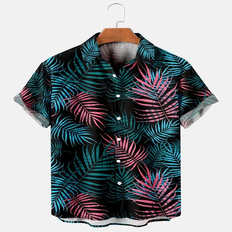 Camisa hawaiana con estampado 3D para hombre y mujer, camisa informal de manga corta con elementos de plantas de ocio, Unisex