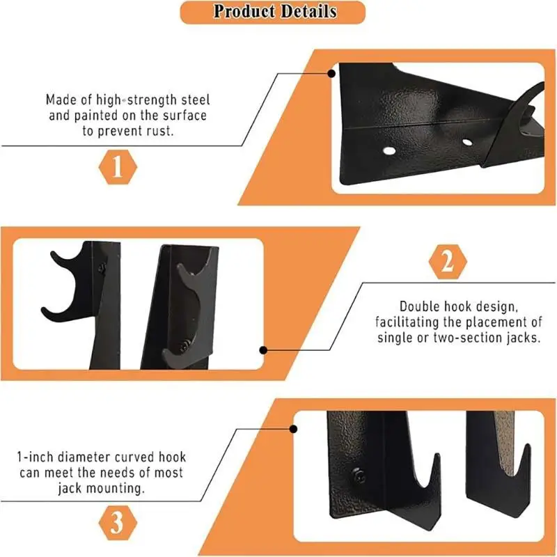 77HF هيكل تخزين مرآب ذو خطاف مزدوج قوي للأرضية باللون الأسود مطلي بالكهرباء