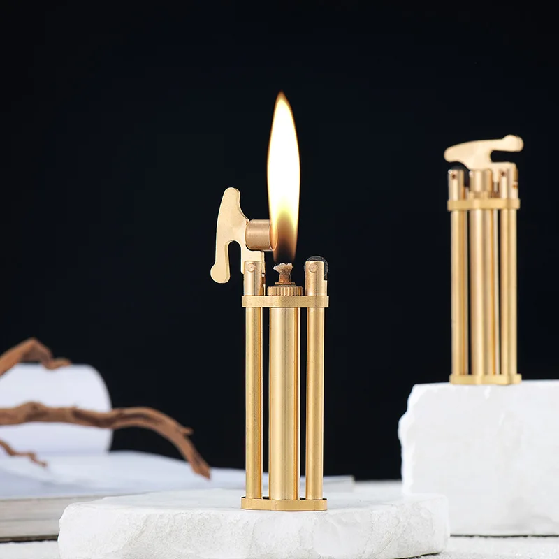 

New Portable Grinding Wheel Lighter Original Copper Body Creative Personality Retro Lighter Men's High-End Gift