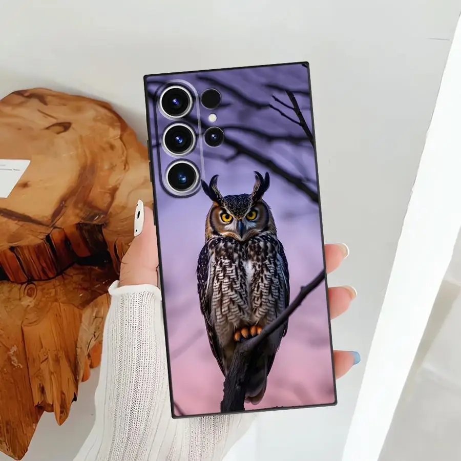 Чехол-накладка для телефона Samsung Galaxy S26 Ultra S20 Ultra Note 20 8 9 10 S23 S24 S21 FE S10 S9 S25 Plus с простым рисунком совы