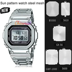 Panel For Casioak DW5600 GW-M5610 DW-6900 GMW-B5000 GX-56 GWF-1000 metal net Pattern Watch Dial Steel Panel Modified Accessories