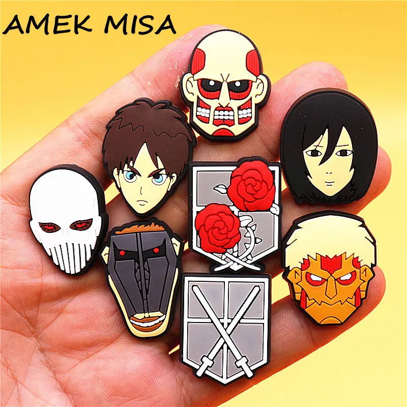 Japan Attack on Titan PVC Shoe Charms Decorations Guard Rose Wings of Liberty Shoe Buckle Accessories Sword of Crusade