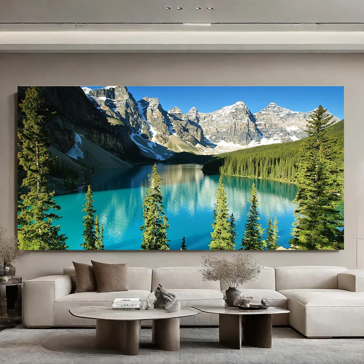 Frameless Canvas Painting No Framed Breathtaking Alpine Lake Scenery Canvas Art - Photorealistic & Wall Decor For Living Spaces,