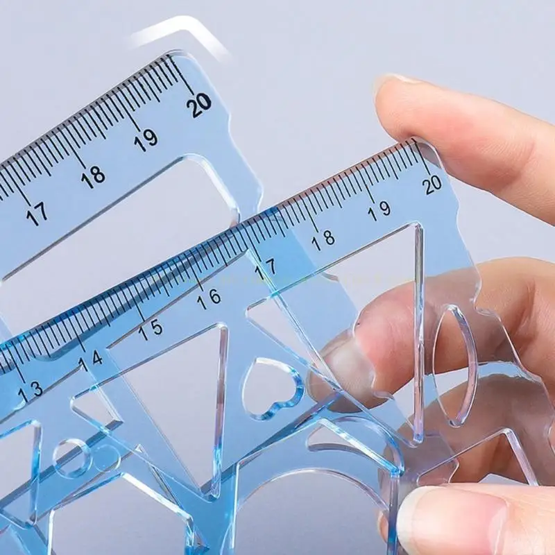 7PCS Drawing Templates Plastic Rulers Multi-Function Measuring Rulers Geometric Drawings Templates Rulers Tool Set
