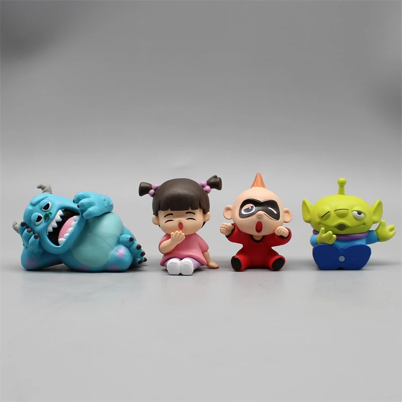 

4cm 4pcs Pixar Monsters University Alien James Anime Figure Model Statue Boys Collection Desktop Decoration Ornament Toys Gifts