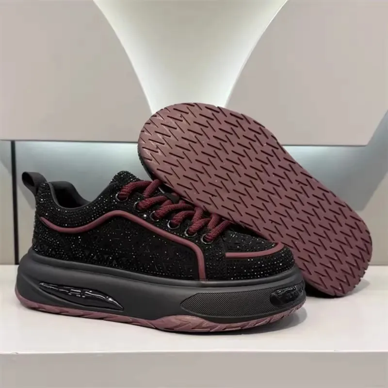 

Brand-name glitter-studded casual sneakers, new style, trendy thick-soled, stretchy, trendy men's shoes