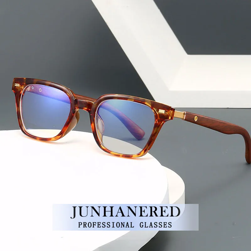 

Fashion Brand Design Man Custom Optical Eyeglass Personality Vintage Wood Grain Retro Frame Photochromic Anti Blue Light Glasses