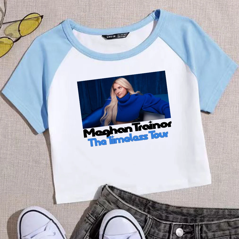 Meghan Trainor The Timeless Tour 2024 Crop Tops T-Shirt Girls Fashion Women O-Neck Short Sleeve  Fans Gift T-shirt