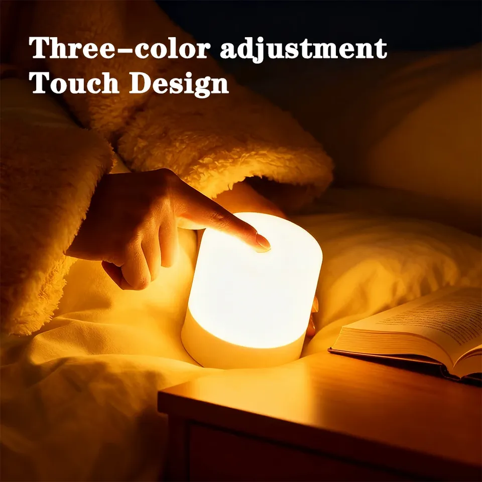  LED Touch Switch Night Lamp Remote Control Rechargeable Three Colors Dimmable Light Timing Bedside Sleeping Reading Table Lights 