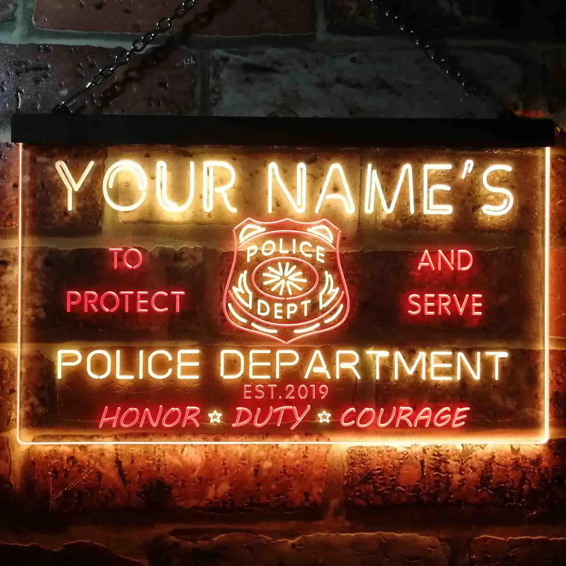 

Personalized Police Station Badge Bar Beer Dual Color Led Neon Sign st6-tk1-tm