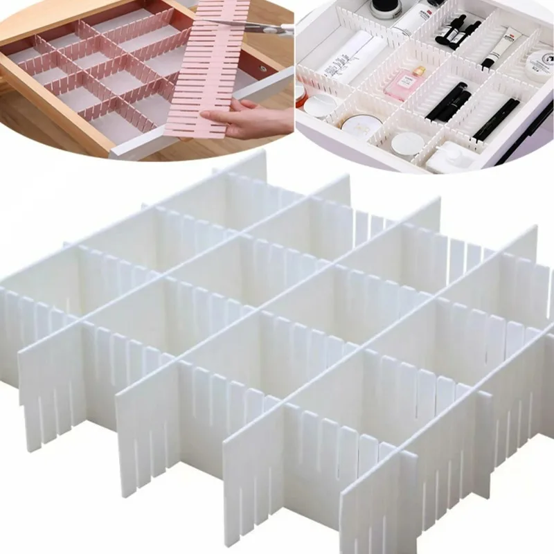 8 Pcs  DIY Adjustable Storage Partition Board Plastic Drawer Divider Combination Partition Board Space-saving  Cabinet Organizer