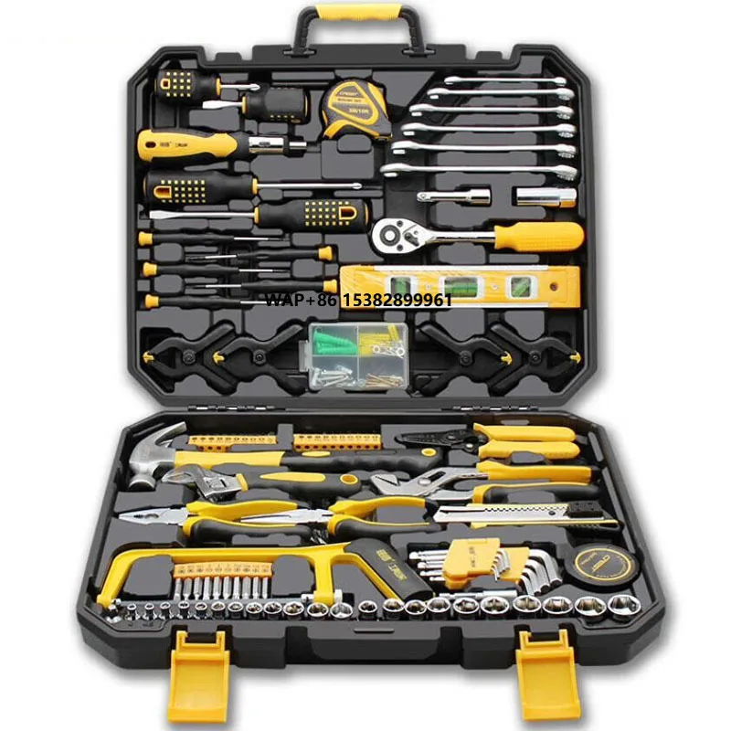 TZ168 Socket Wrench Tool Set Auto Repair Mixed Tool Combination Package Hand Tool Kit with Plastic Toolbox Home DIY
