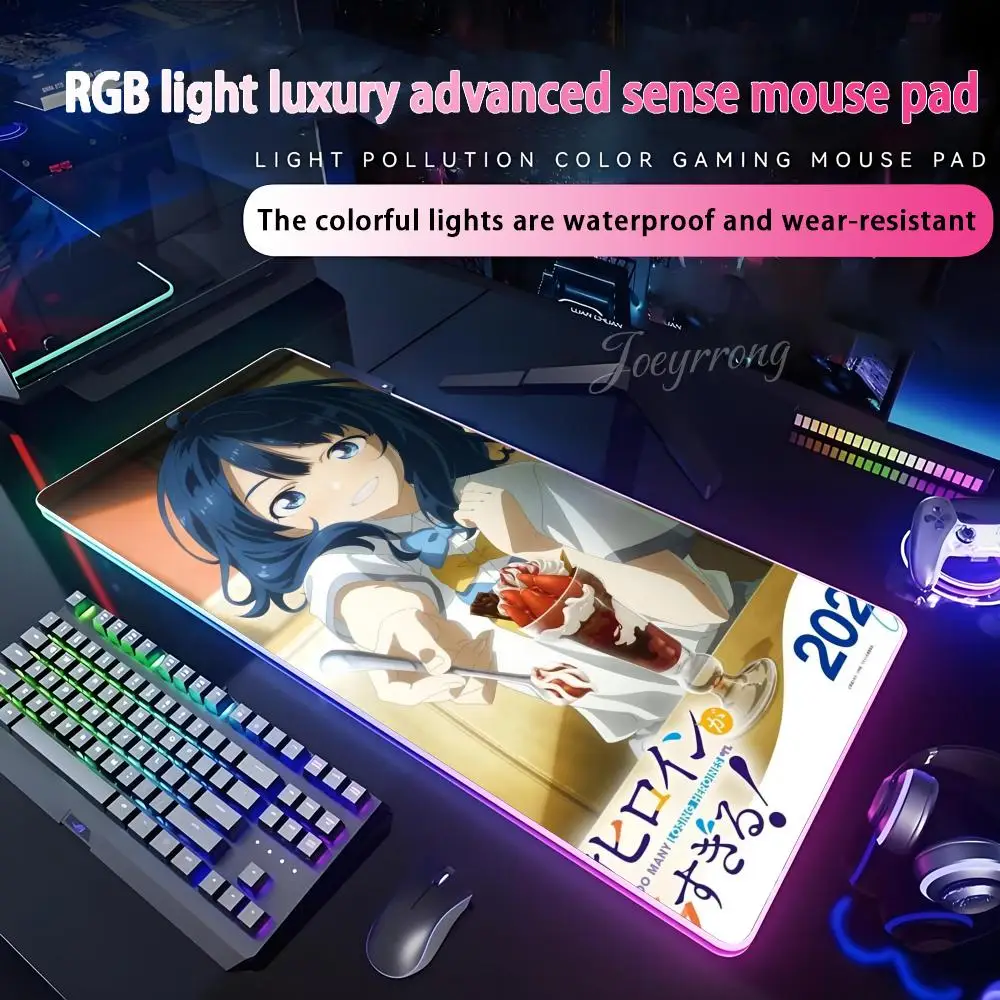 

Коврик для мыши Losing Heroines Yanami Anna RGB Коврик для мыши Расширенная игровая клавиатура Семи цветов Светодиодные коврики Большой 1000x500 мм XXL Gamer