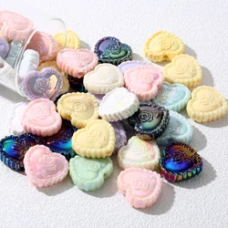 10Pcs 20x23mm Acrylic Jewelry Beads Colorful Heart Shape Loose Beads For Jewelry Making DIY Necklace Bracelet Earring Pendant