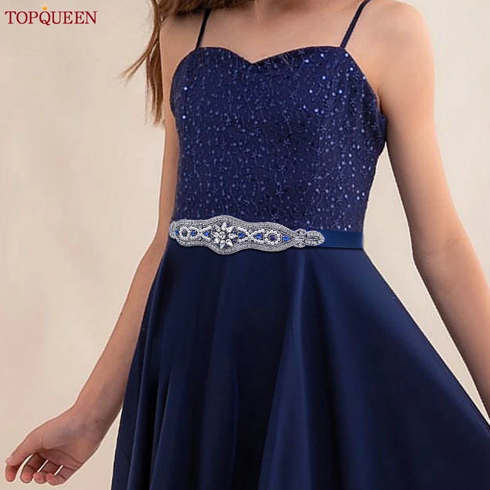 TOPCLS EEN-Ceinture de robe de demoiselle d'honneur, nouvelle ceinture de mariage, saphir bleu, diamant, accessoires pour patients appliqués à la main S18-ML