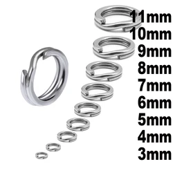 Aço inoxidável Split Ring para Pesca, Duplo Oval Solid Split Ring, gancho de pesca, Snap Lure Swivel, DIY Key Acessórios, 50 Pçs/lote